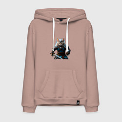 Толстовка-худи хлопковая мужская Кот викинг, цвет: пыльно-розовый