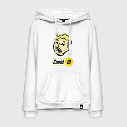 Толстовка-худи хлопковая мужская Vault boy - covid 19, цвет: белый