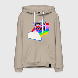 Толстовка-худи хлопковая мужская Rainbow Vibes, цвет: миндальный