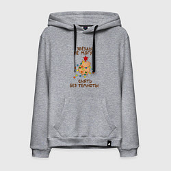 Толстовка-худи хлопковая мужская Капибара с гирляндой и звездой: звезды не могут си, цвет: меланж