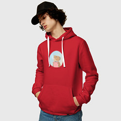 Толстовка-худи хлопковая мужская Capybara love you, цвет: красный — фото 2