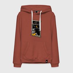 Толстовка-худи хлопковая мужская Ночной мечтатель, цвет: кирпичный