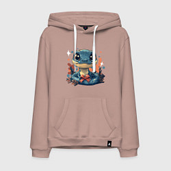 Толстовка-худи хлопковая мужская Милая змейка - символ года, цвет: пыльно-розовый