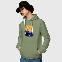 Толстовка-худи хлопковая мужская Скелетик в море, цвет: авокадо — фото 2