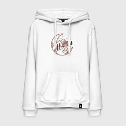 Толстовка-худи хлопковая мужская Волк в ночи, цвет: белый