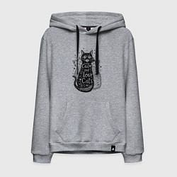 Толстовка-худи хлопковая мужская Keep calm and love cats, цвет: меланж