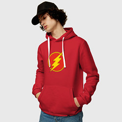 Толстовка-худи хлопковая мужская Flash logo, цвет: красный — фото 2