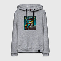 Толстовка-худи хлопковая мужская Homer Simpson with pistol - godfather, цвет: меланж