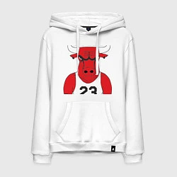 Толстовка-худи хлопковая мужская Gangsta Bulls 23, цвет: белый