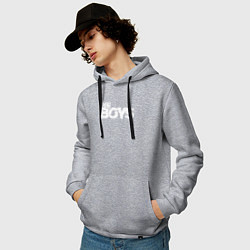 Толстовка-худи хлопковая мужская The boys logo, цвет: меланж — фото 2