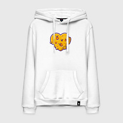 Толстовка-худи хлопковая мужская Сырное сердце, цвет: белый