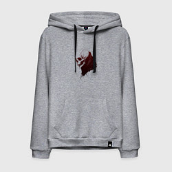 Толстовка-худи хлопковая мужская Череп с острыми клыками, цвет: меланж