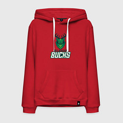 Толстовка-худи хлопковая мужская Milwaukee Bucks NBA, цвет: красный