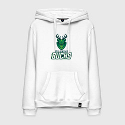 Толстовка-худи хлопковая мужская Milwaukee Bucks NBA, цвет: белый