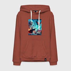 Толстовка-худи хлопковая мужская Harry Potter and owl - ai art fantasy, цвет: кирпичный