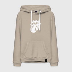 Толстовка-худи хлопковая мужская Rolling Stones - white logo, цвет: миндальный