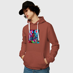 Толстовка-худи хлопковая мужская Последствие употребления фастфуда, цвет: кирпичный — фото 2