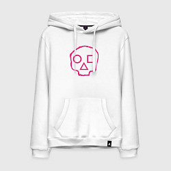 Толстовка-худи хлопковая мужская Череп - игра в кальмара, цвет: белый