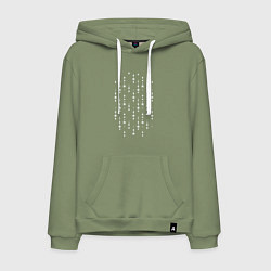 Толстовка-худи хлопковая мужская Паттерн цепочки звёздочки белые, цвет: авокадо
