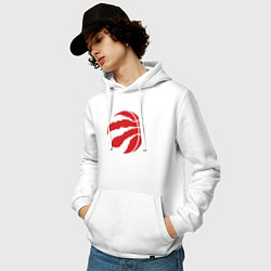 Толстовка-худи хлопковая мужская Raptors ball, цвет: белый — фото 2