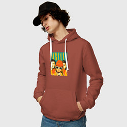 Толстовка-худи хлопковая мужская Нирвана музыкальная группа, цвет: кирпичный — фото 2