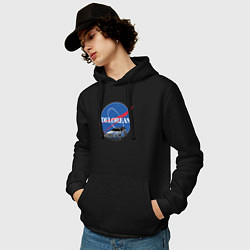 Толстовка-худи хлопковая мужская Space delorean, цвет: черный — фото 2