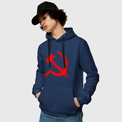Толстовка-худи хлопковая мужская Sickle and hammer red paint, цвет: тёмно-синий — фото 2