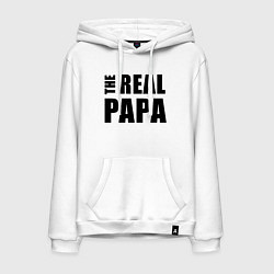 Толстовка-худи хлопковая мужская The real papa, цвет: белый