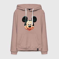 Толстовка-худи хлопковая мужская Mickey mouse head, цвет: пыльно-розовый