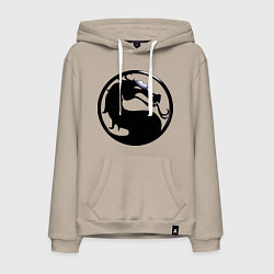 Толстовка-худи хлопковая мужская Смертельная битва - логотип, цвет: миндальный