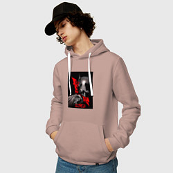 Толстовка-худи хлопковая мужская Бэтмен и пингвин, цвет: пыльно-розовый — фото 2