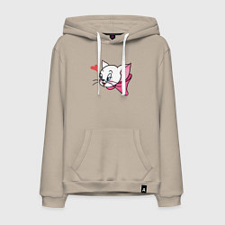 Толстовка-худи хлопковая мужская Влюбленная киса - Том и Джерри - для парочек, цвет: миндальный