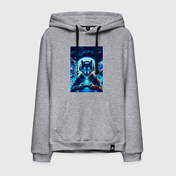 Толстовка-худи хлопковая мужская Волчара - крутой геймер, цвет: меланж