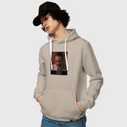 Толстовка-худи хлопковая мужская Бонжорно Мискузи мем Евротур, цвет: миндальный — фото 2