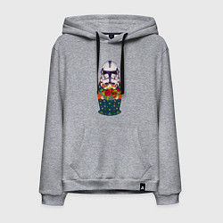 Толстовка-худи хлопковая мужская Матрешка в шлеме штурмовика звездные войны, цвет: меланж