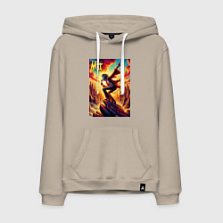 Толстовка-худи хлопковая мужская Mick Jagger -mountain fantasy, цвет: миндальный