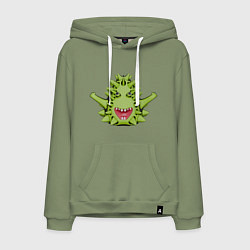 Толстовка-худи хлопковая мужская Cartoon monster with spikes green, цвет: авокадо
