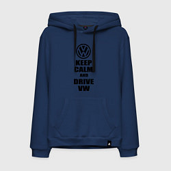 Толстовка-худи хлопковая мужская Keep Calm & Drive VW, цвет: тёмно-синий