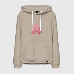 Толстовка-худи хлопковая мужская Розовый монстр, цвет: миндальный