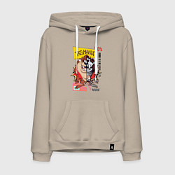 Толстовка-худи хлопковая мужская Taz mania - тасманский дьявол, цвет: миндальный