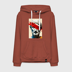 Толстовка-худи хлопковая мужская Штрих на античной статуе, цвет: кирпичный