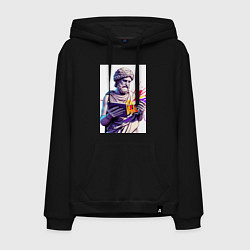 Толстовка-худи хлопковая мужская Античная статуя и граффити, цвет: черный