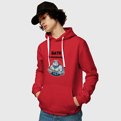 Толстовка-худи хлопковая мужская Батя на максималках, цвет: красный — фото 2