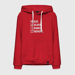 Толстовка-худи хлопковая мужская Есть спать танцевать повторять, цвет: красный