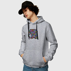 Толстовка-худи хлопковая мужская Цветной слоник, цвет: меланж — фото 2