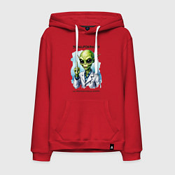 Толстовка-худи хлопковая мужская Зондирование от инопланетянина, цвет: красный