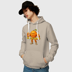 Толстовка-худи хлопковая мужская Udin din din dun - brainrot animals meme, цвет: миндальный — фото 2