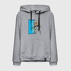 Толстовка-худи хлопковая мужская Астронавт открывает дверь в неизведанное, цвет: меланж