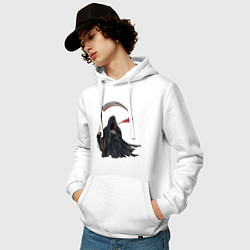 Толстовка-худи хлопковая мужская Смерть с йо-йо, цвет: белый — фото 2