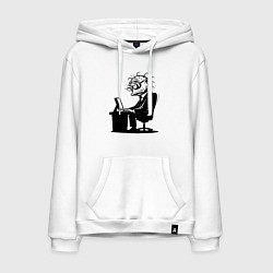 Толстовка-худи хлопковая мужская Офисный планктон как есть, цвет: белый